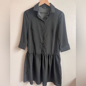 Tara Jarmon Black with Green Stars Polyester Dress Size 38 French/ 8 US